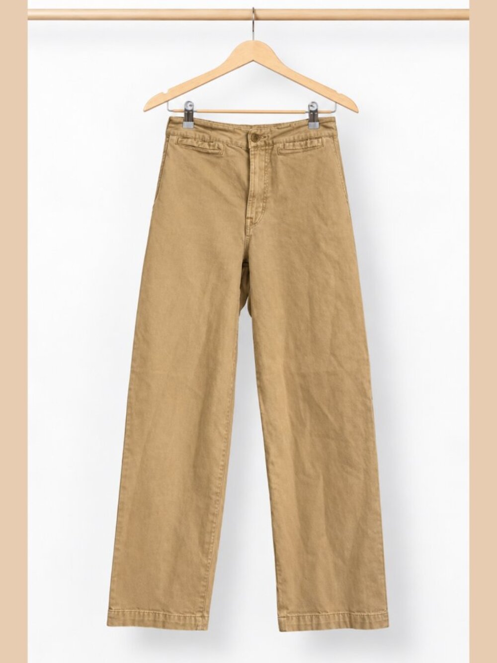Madewell Curvy Emmett Wide-Leg Crop Pant Tan Welt Pocket Trouser - Size 24